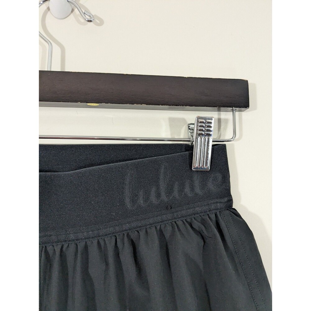 Lululemon Women’s Box It Out Shorts Black Spell Out Waistband Double Layer Sz 4 - Picture 3 of 7